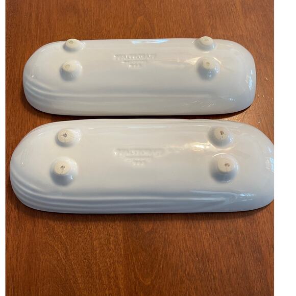 Pfaltzgraff Heritage White Footed Corn on the Cob Stonewear Holders Tray - Two - Picture 5 of 8